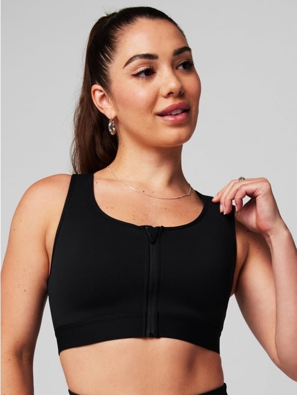 Fabletics Front Zip High Impact Sports Bra Black XS NWT